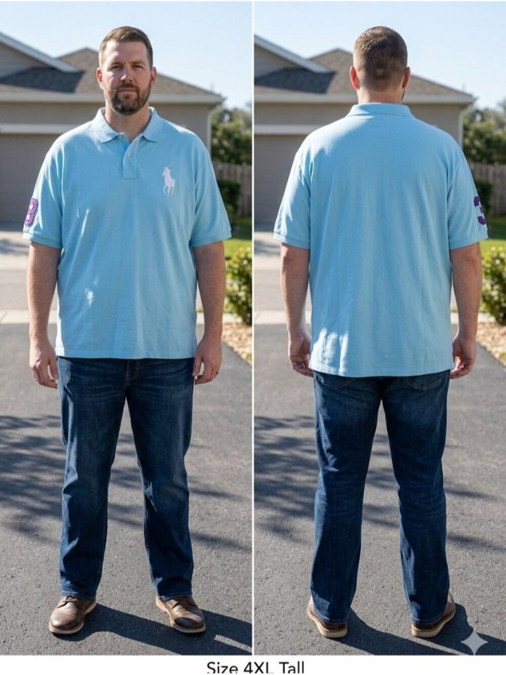 Polo Ralph Lauren Shirt Mens 4XLT Big & Tall Light Blue Big Pony Embroidered 3
